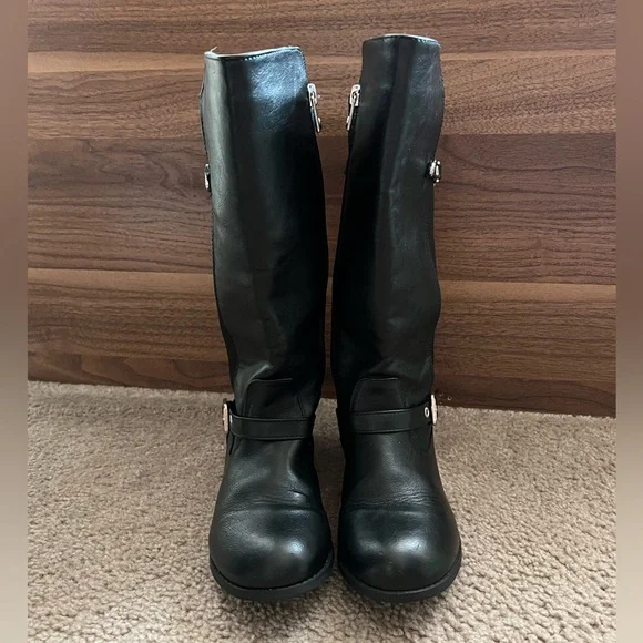Michael Kors XIAMARA Black Knee Black High Riding Boots Sz 1 (Little Girl) - Picture 2 of 10